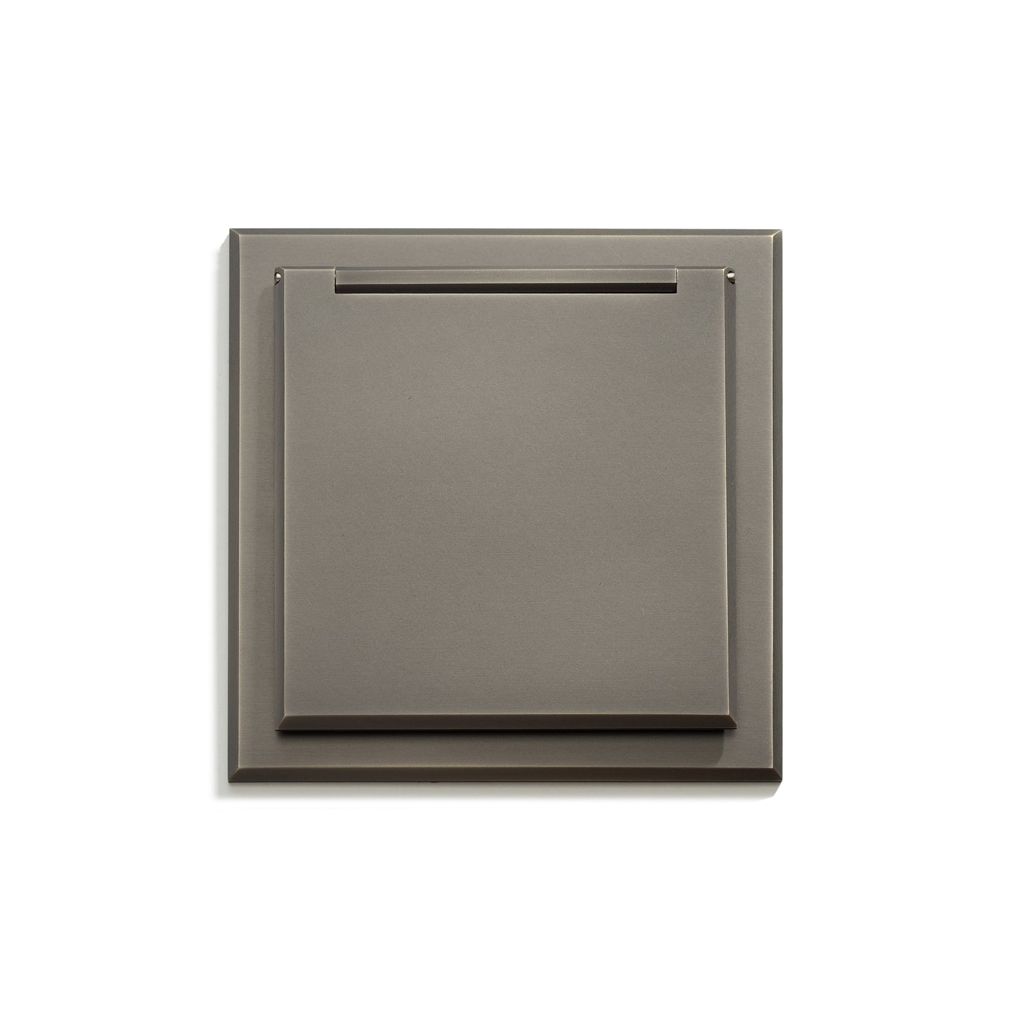 Modern square wall switch plate on a white background.
