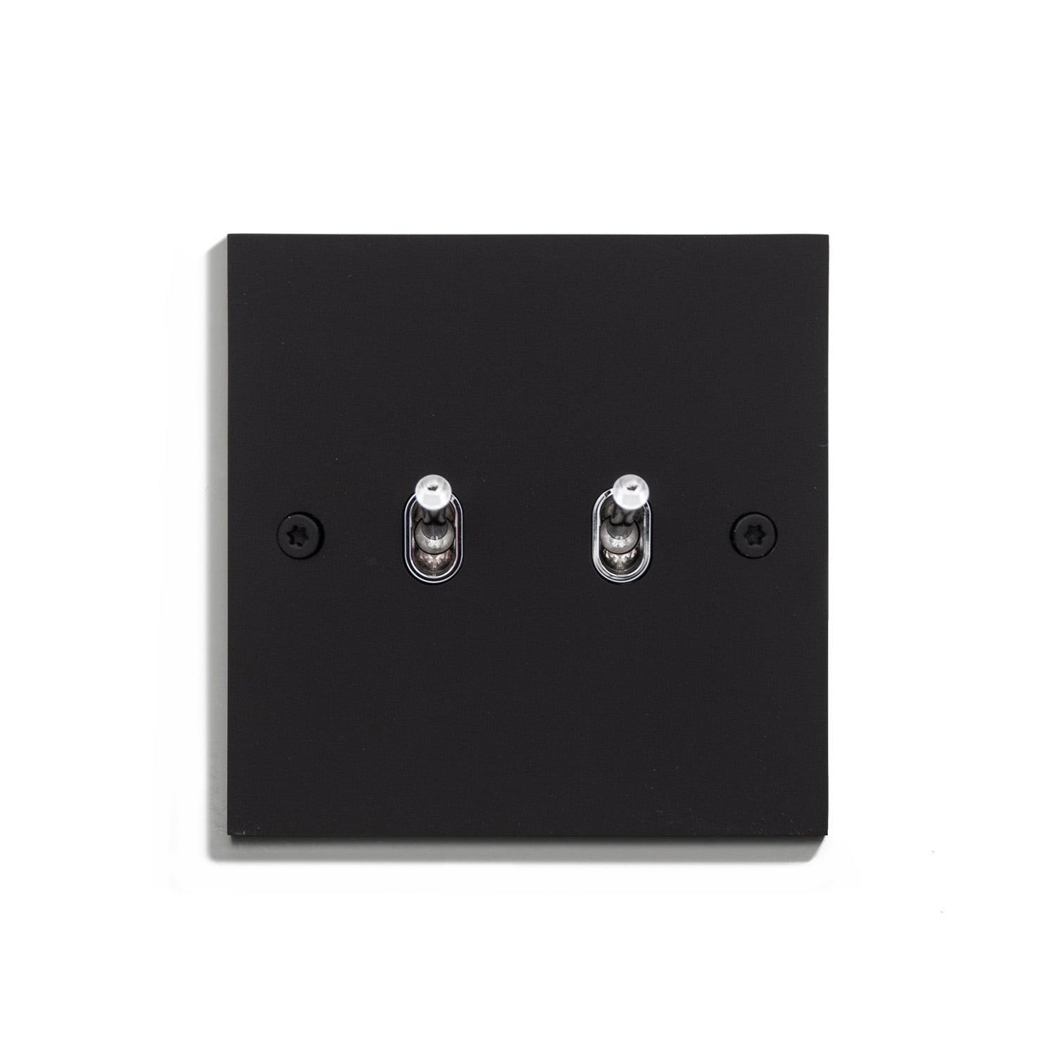 Two black switches on a white background.