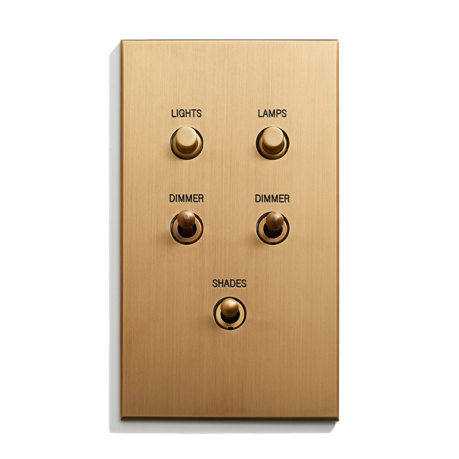 A light switch with four buttons on a white background.