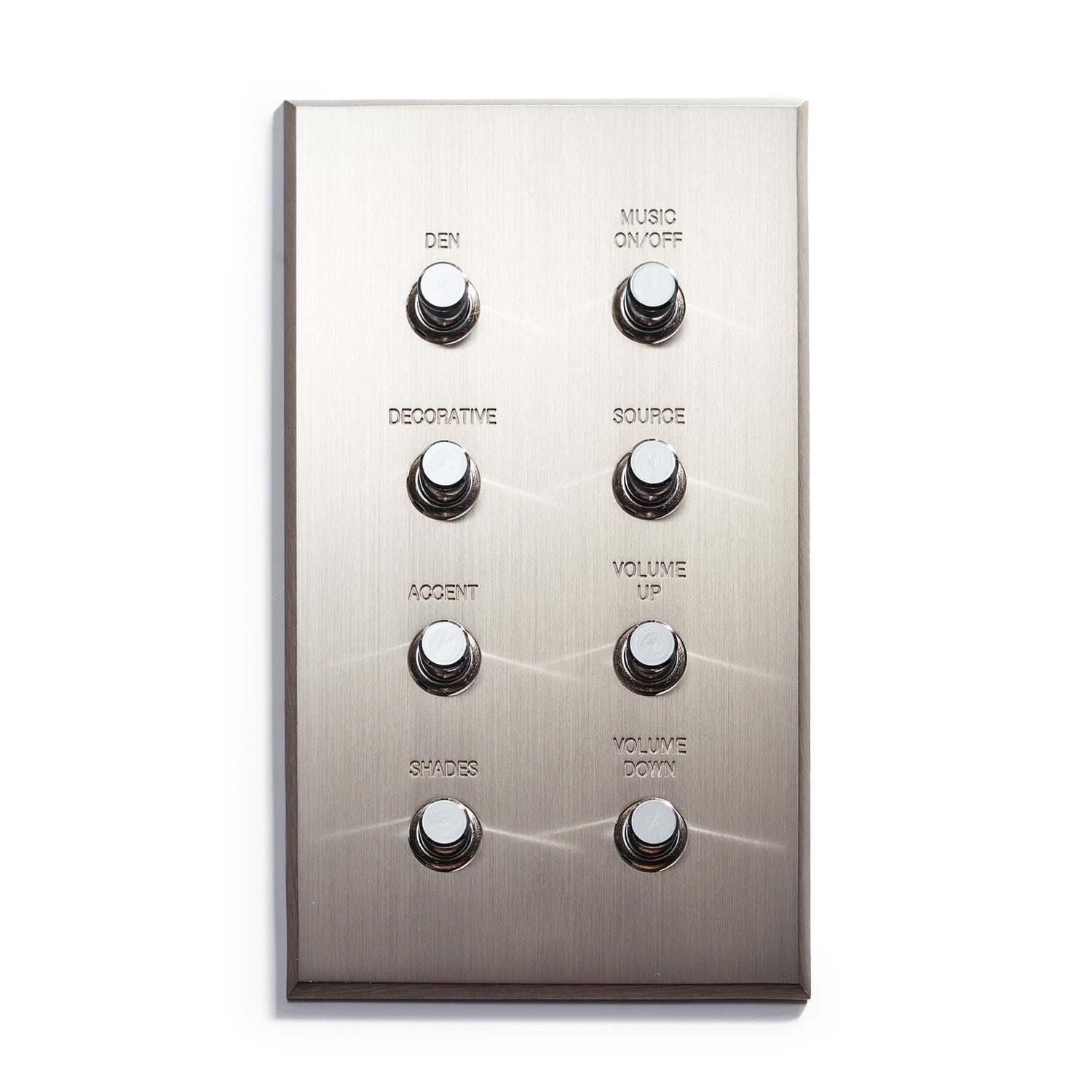 A metal panel with four buttons on it.