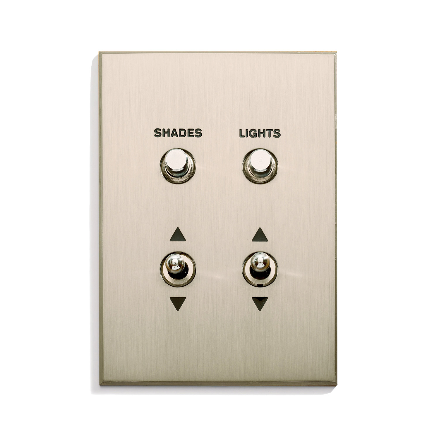 A light switch with two buttons on it.