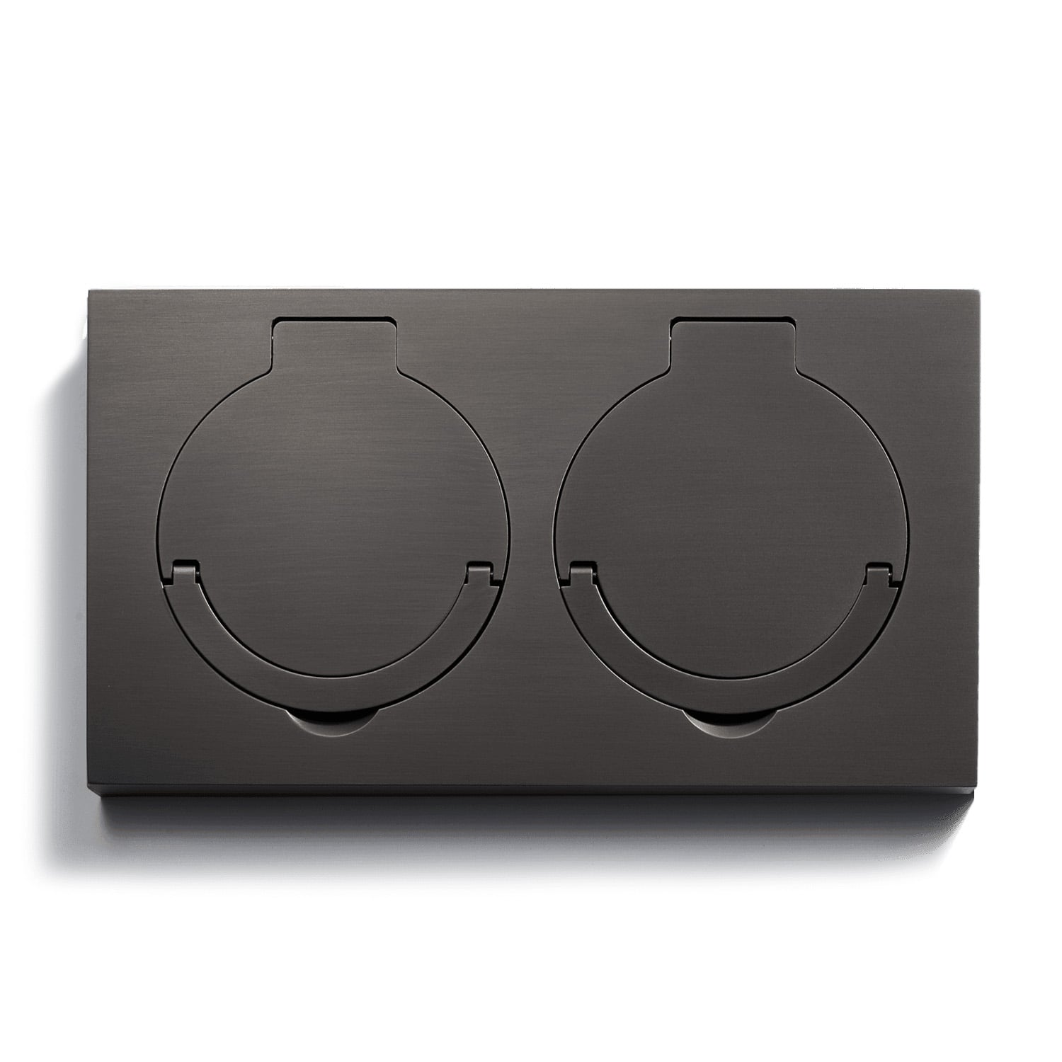 A black box with two circular holes on it.