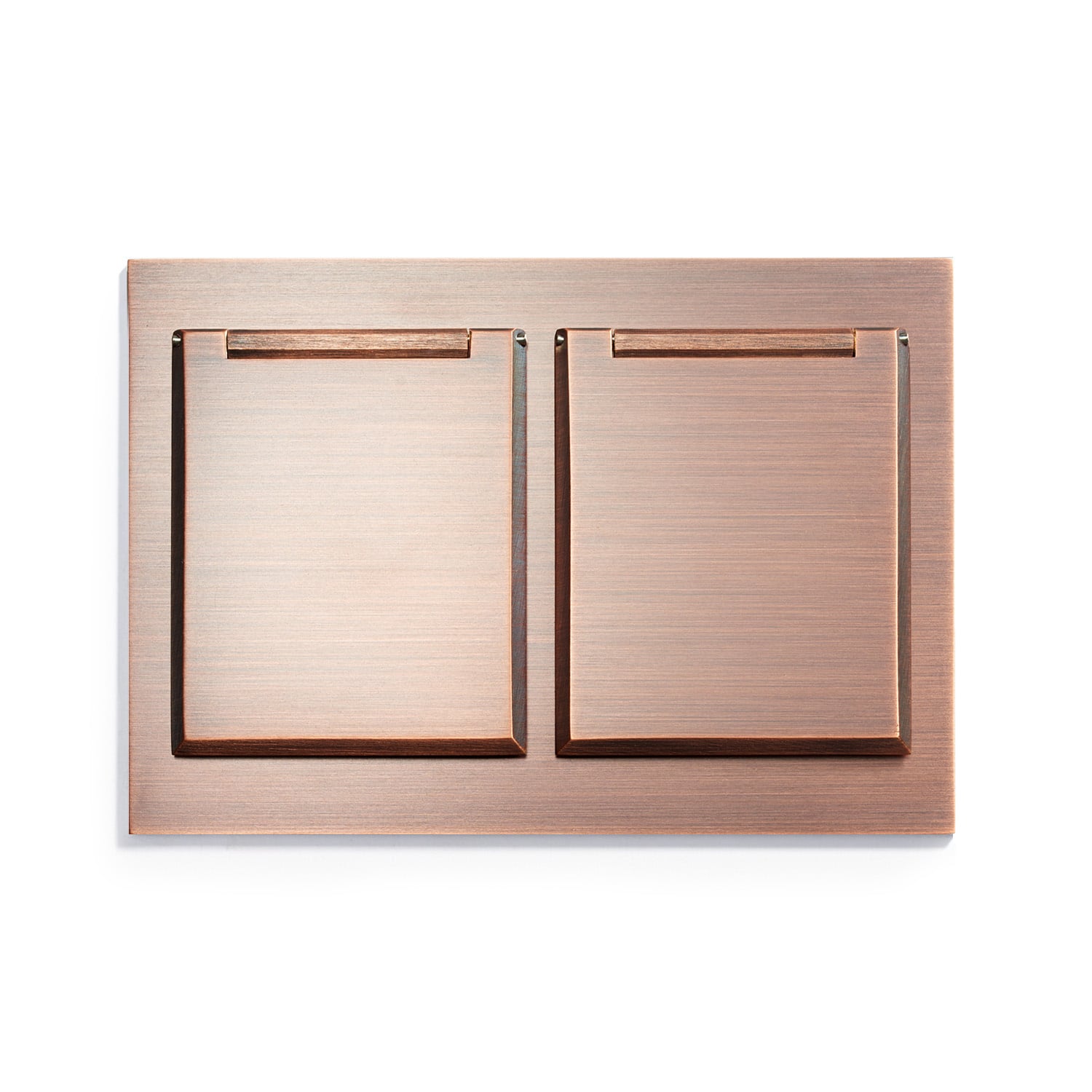 A copper plate with two compartments on it.