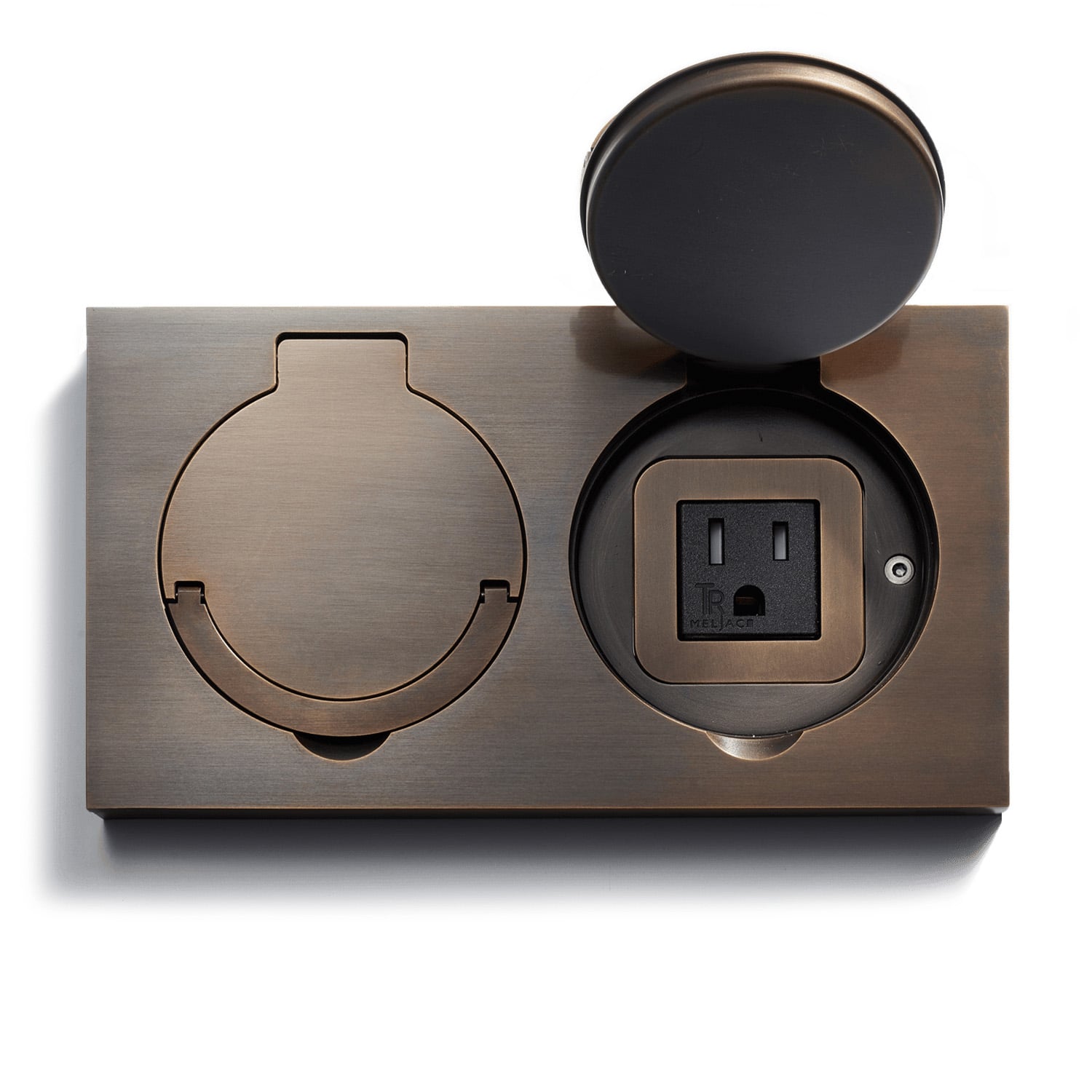 An electrical outlet with a switch on it.